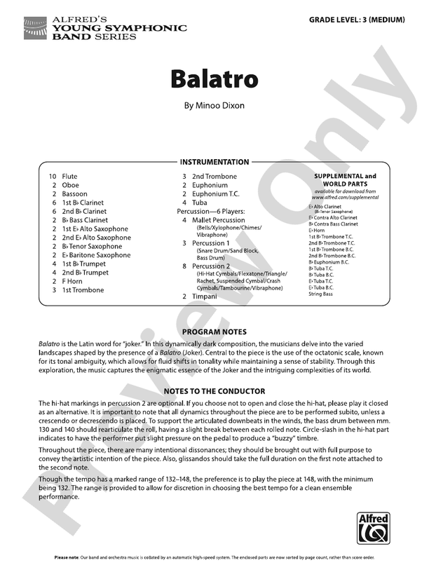 Balatro - Concert Band Conductor Score & Parts(Digital Download)
