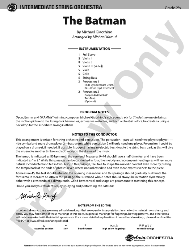 The Batman – String Orchestra Conductor Score & Parts (Digital Download)
