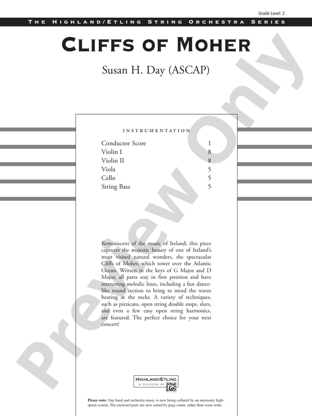 Cliffs of Moher – String Orchestra Conductor Score & Parts (Digital Download)