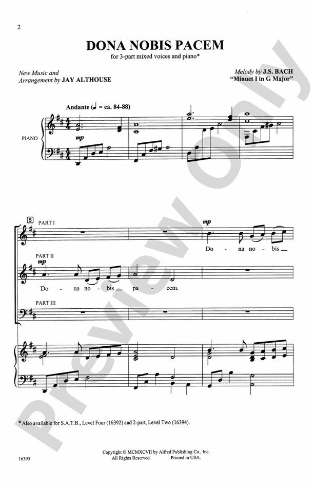 Dona Nobis Pacem – 3-Part Mixed, etc. Choral Octavo (Digital Download)
