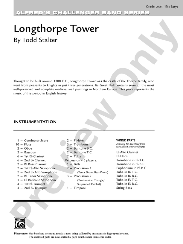 Longthorpe Tower - Concert Band Conductor Score & Parts (Digital Download)