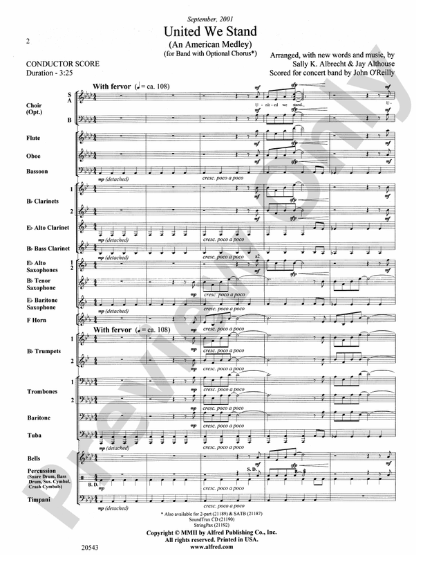 United We Stand (An American Medley) - Concert Band Conductor Score & Parts (Digital Download)