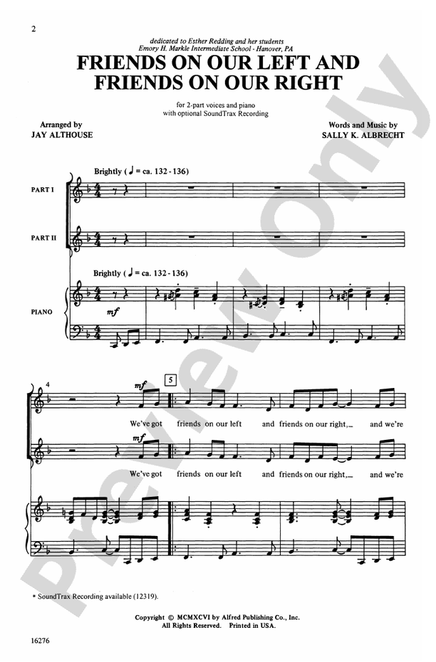 Friends on Our Left and Friends on Our Right – 2-Part Choral Octavo (Digital Download)