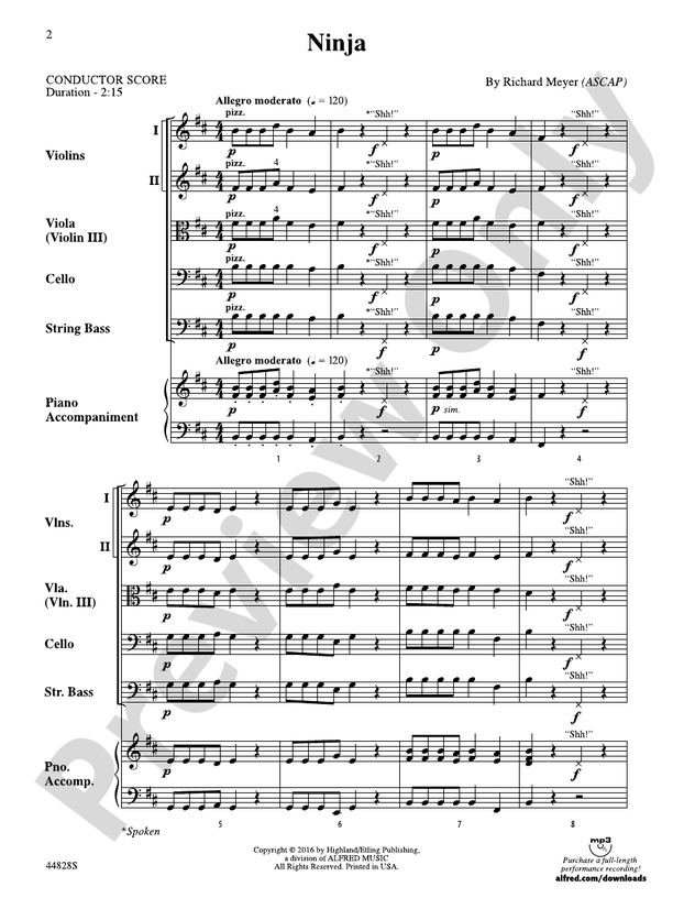 Ninja - String Orchestra Conductor Score & Parts (Digital Download)
