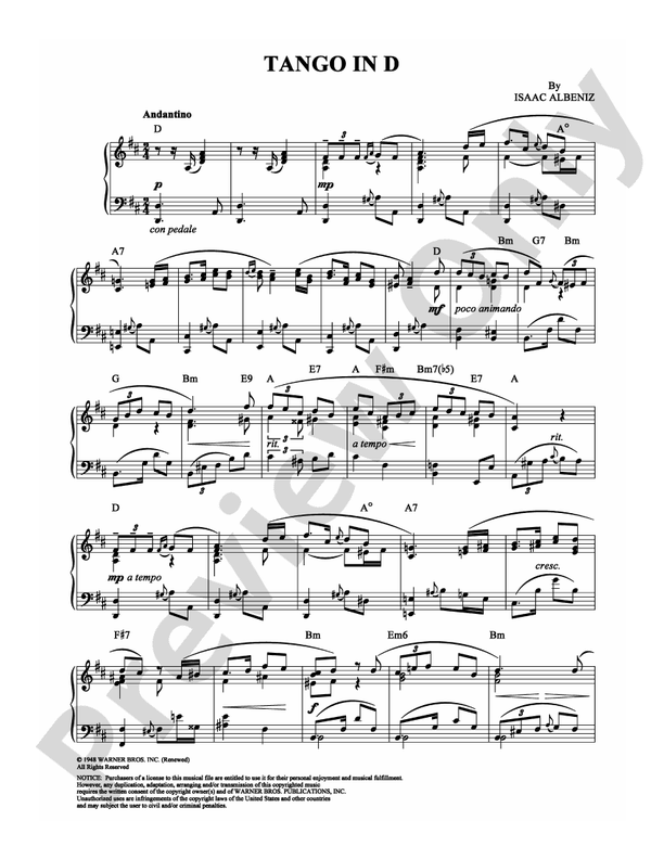 Albeniz - Tango In D - Piano (Digital Download)