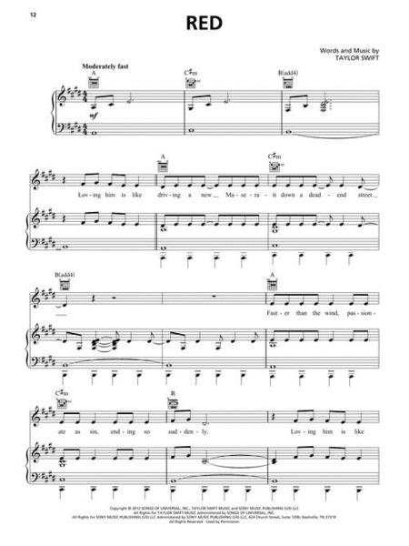 Taylor Swift - Red (Taylor's Versions) - PVG Hal Leonard 394706