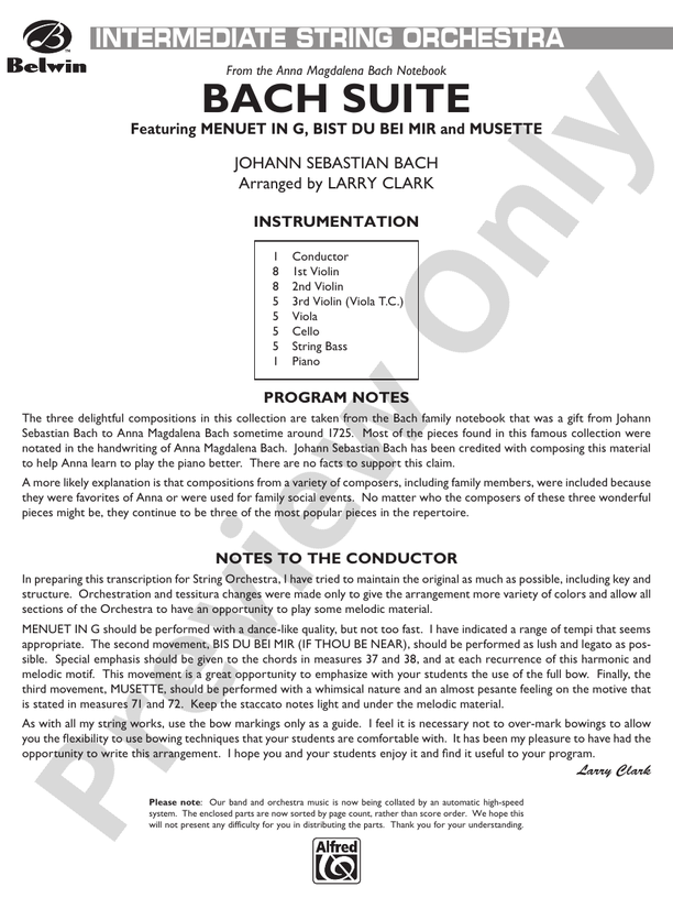 A Bach Suite – String Orchestra Conductor Score & Parts (Digital Download)