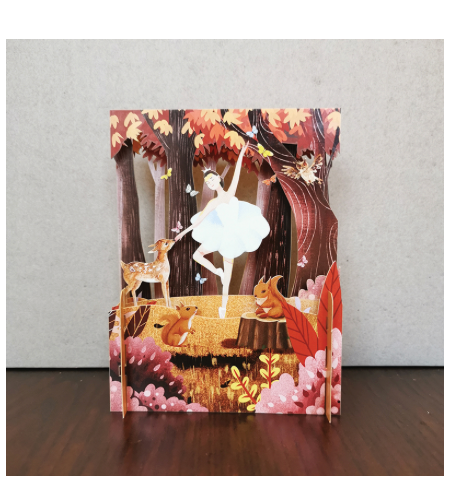 Greeting Card 3D Popup A Ballerina in the Forest
