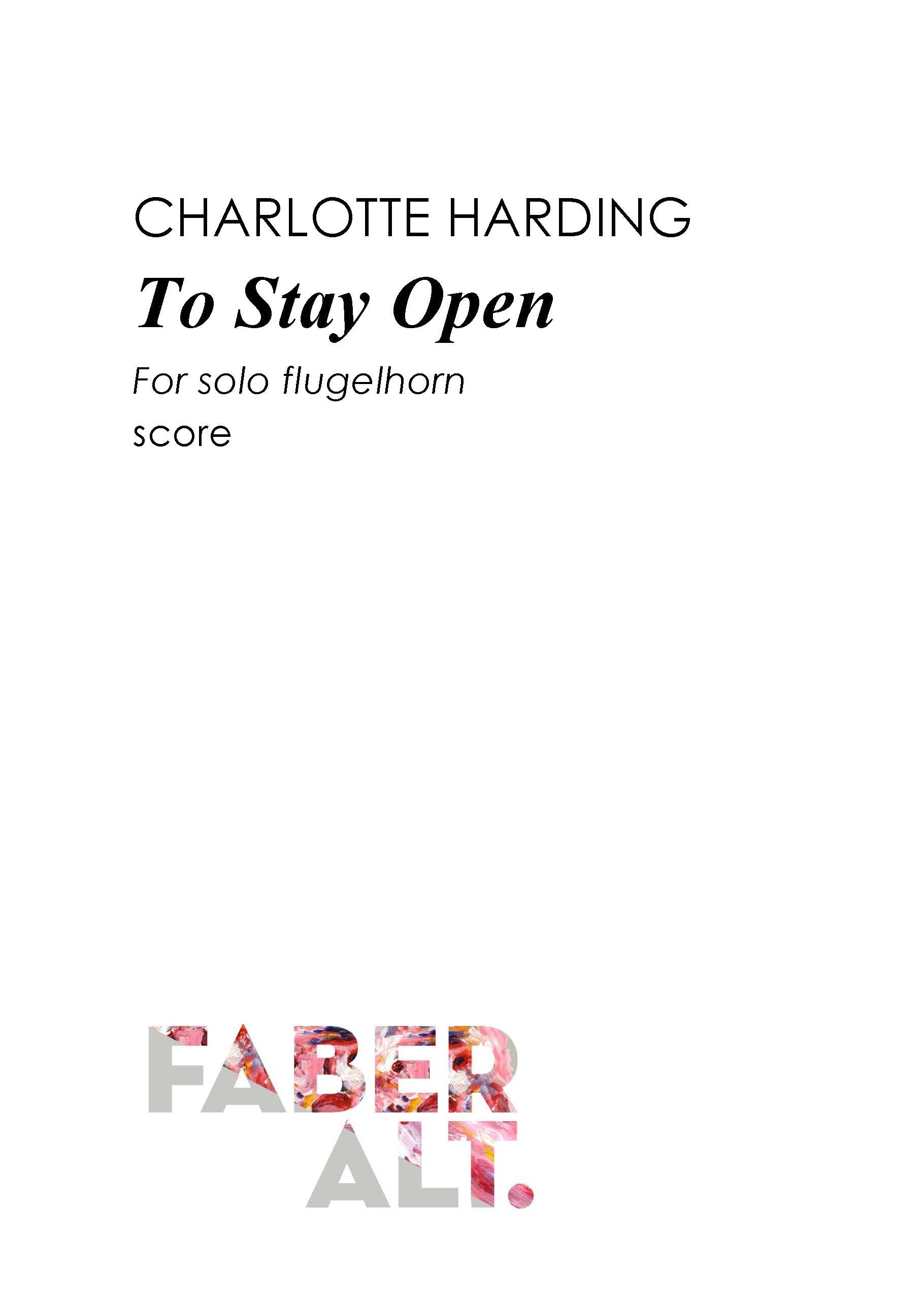 To Stay Open - Flugel Horn (Digital Download)