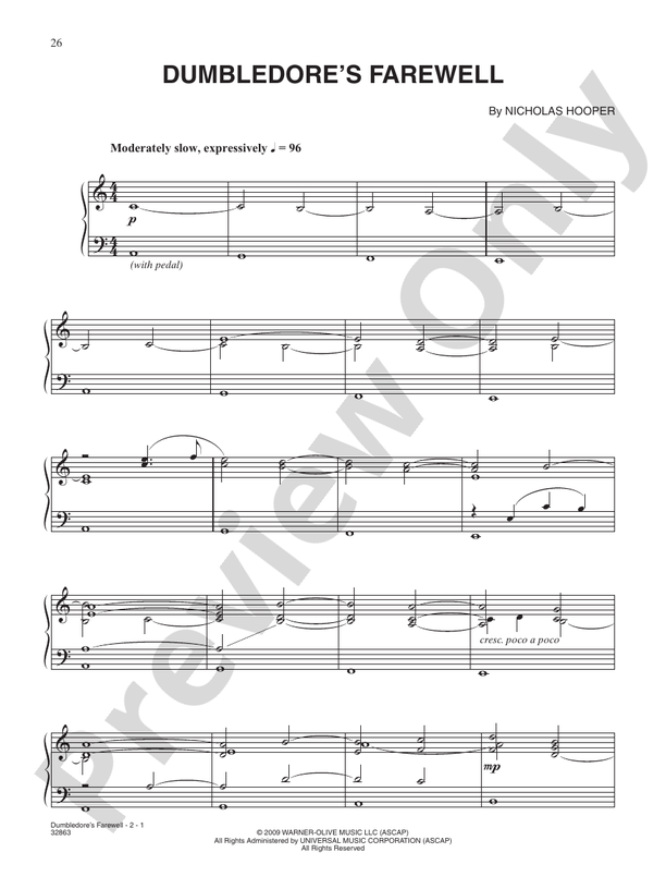 Dumbledore's Farewell (from "Harry Potter and the Half-Blood Prince") - Piano Digital Download)