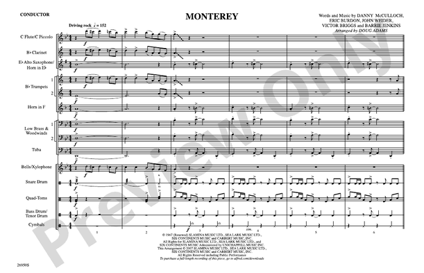 Monterey – Marching Band Conductor Score & Parts (Digital Download)
