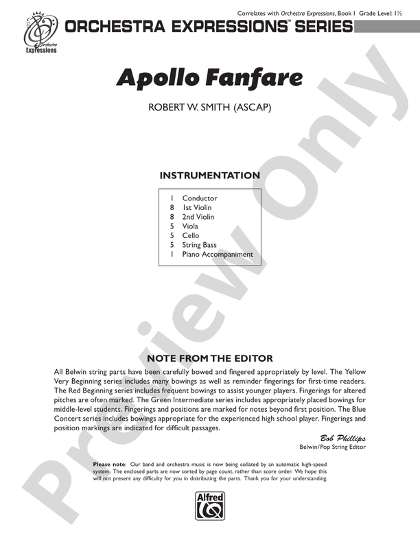 Apollo Fanfare – String Orchestra Conductor Score & Parts (Digital Download)