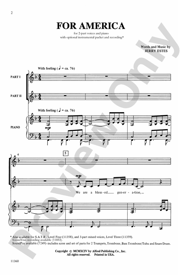 For America – 2-Part Choral Octavo (Digital Download)