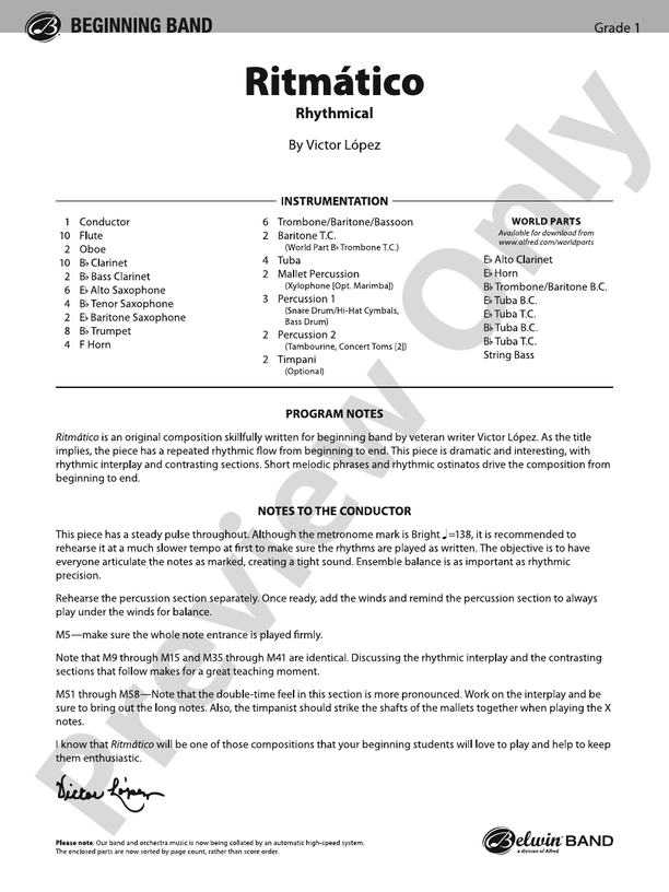 Ritmático – Concert Band Conductor Score & Parts (Digital Download)