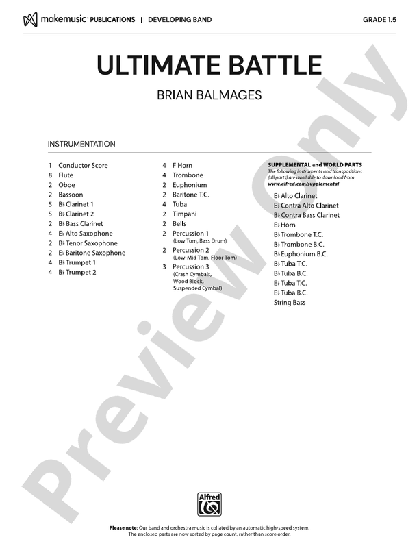 Ultimate Battle – Concert Band Conductor Score & Parts (Digital Download)