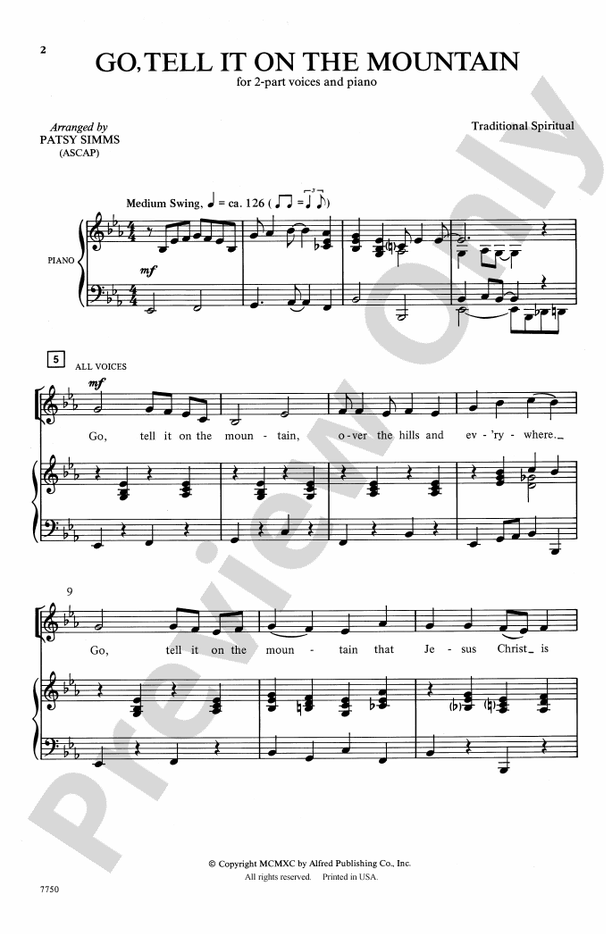 Go, Tell It on the Mountain – 2-Part Choral Octavo (Digital Download)