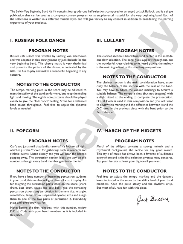 Belwin Very Beginning Band Kit #4 - Concert Band Conductor Score & Parts (Digital Download)