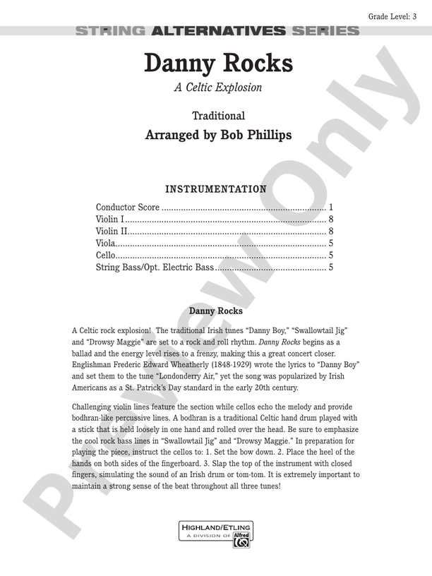 Danny Rocks – String Orchestra Conductor Score & Parts (Digital Download)