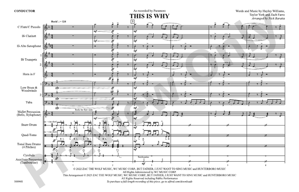 This Is Why – Marching Band Conductor Score & Parts (Digital Download)