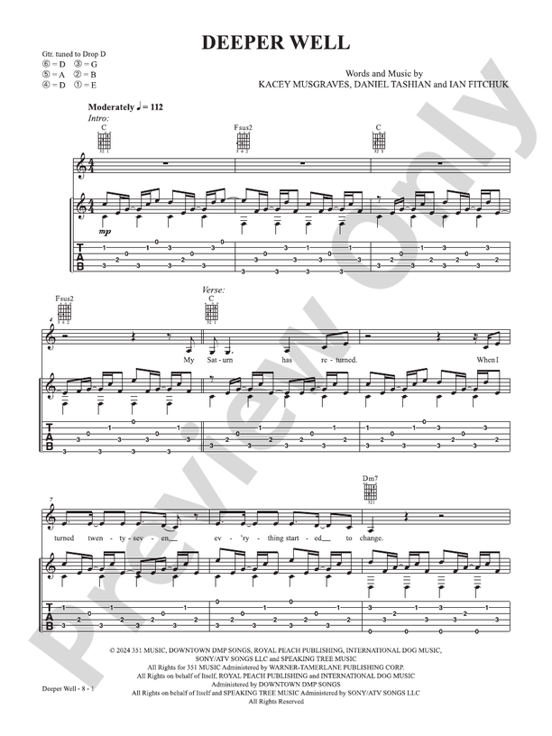 Deeper Well (From the studio album 'Deeper Well') - Guitar (Digital Download)