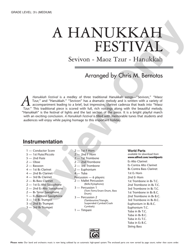 A Hanukkah Festival - Concert Band Conductor Score & Parts (Digital Download)