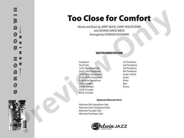 Too Close for Comfort – Jazz Ensemble Conductor Score & Parts (Digital Download)