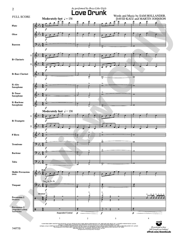 Love Drunk - Concert Band Conductor Score & Parts (Digital Download)