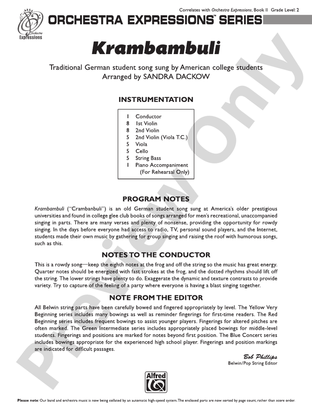 Krambambuli – String Orchestra Conductor Score & Parts (Digital Download)