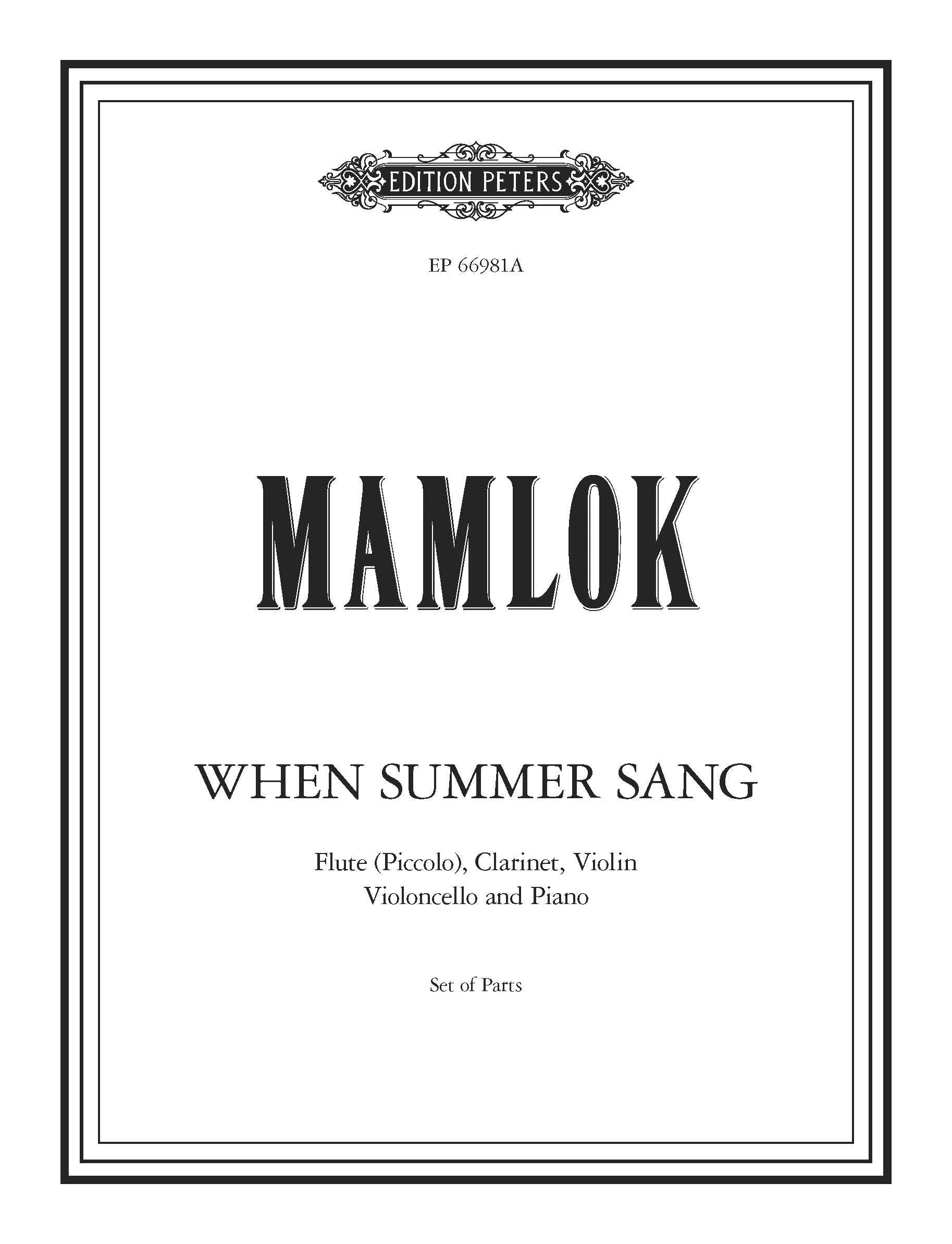 When Summer Sang (EP66981A) - Clarinet/Flute/Piano/Violin/Cello (Digital Download)