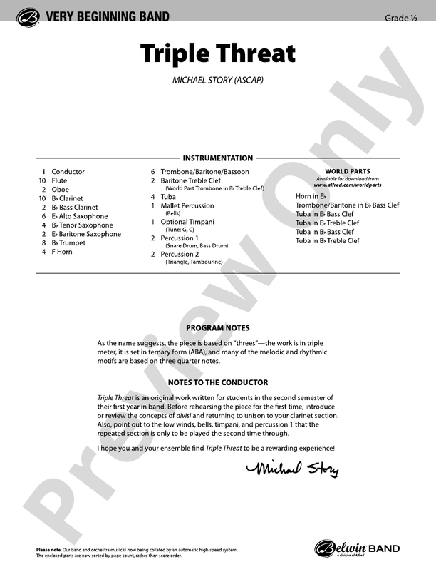 Triple Threat - Concert Band Conductor Score & Parts (Digital Download)