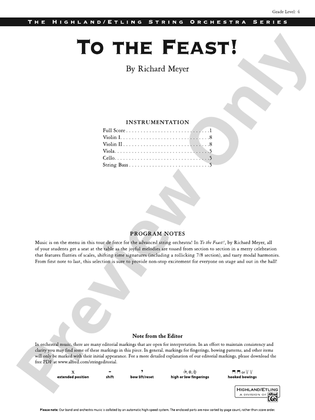 To the Feast! – String Orchestra Conductor Score & Parts
