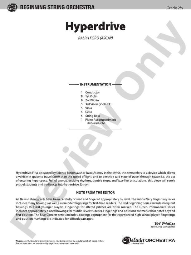 Hyperdrive – String Orchestra Conductor Score & Parts (Digital Download)