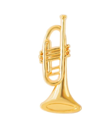 Pin or Brooch Gold Trumpet