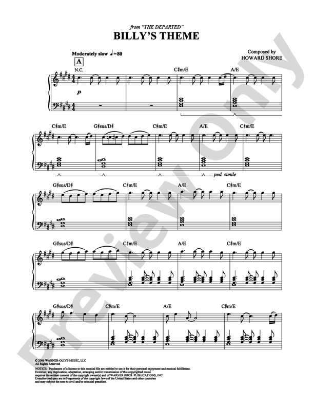 Billy's Theme (from The Departed) - Piano (Digital Download)