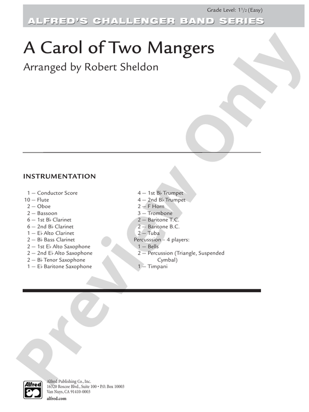 A Carol of Two Mangers - Concert Band Conductor Score & Parts (Digital Download)