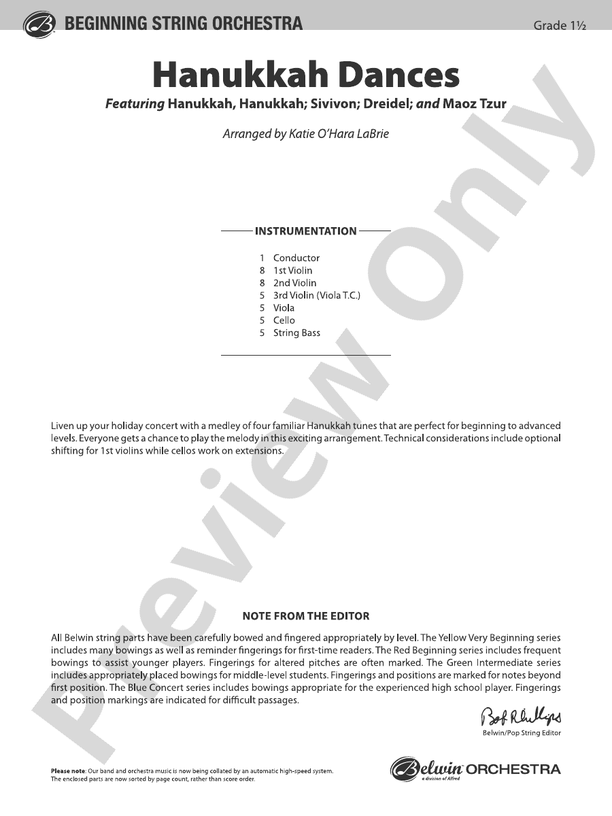 Hanukkah Dances - String Orchestra Conductor Score & Parts (Digital Download)
