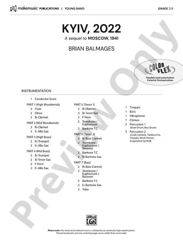 Kyiv, 2022 – Concert Band Conductor Score & Parts (Digital Download)
