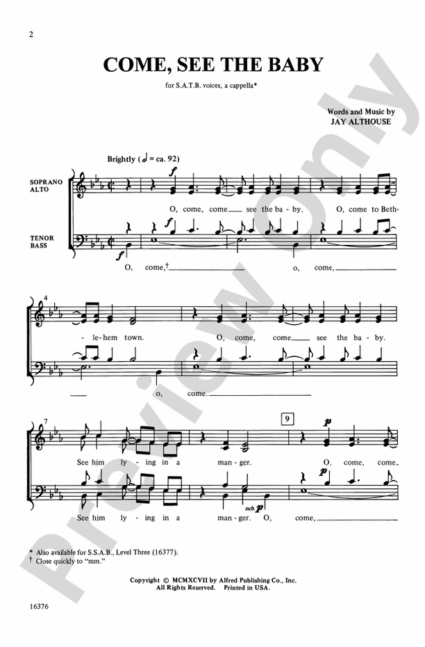Come, See the Baby – SATB, a cappella Choral Octavo (Digital Download)