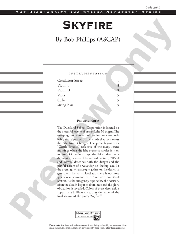 Skyfire – String Orchestra Conductor Score & Parts (Digital Download)