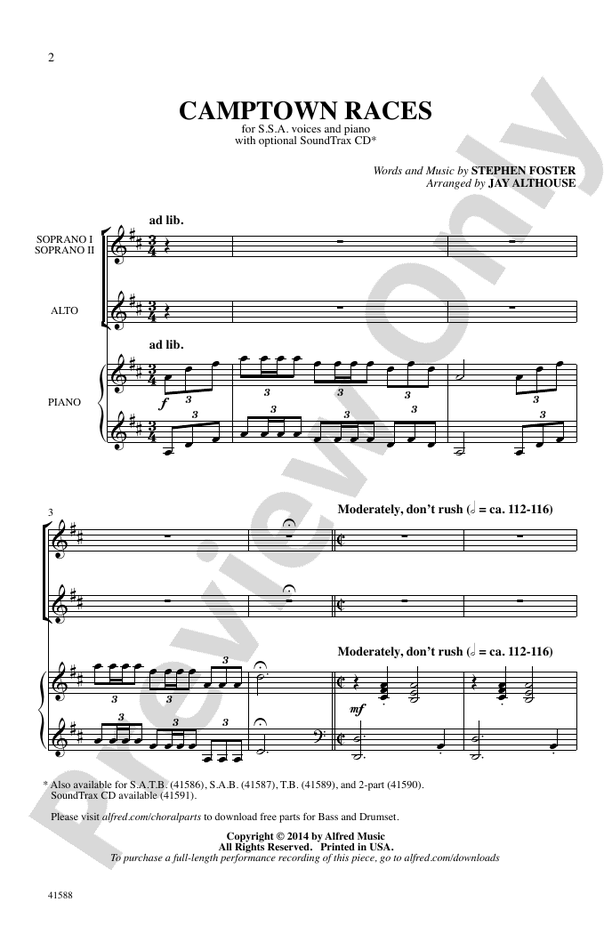 Camptown Races – SSA Choral Octavo (Digital Download)
