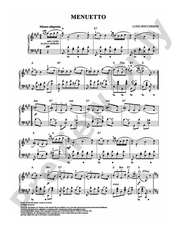 Boccherini - Menuetto - Piano (Digital Download)