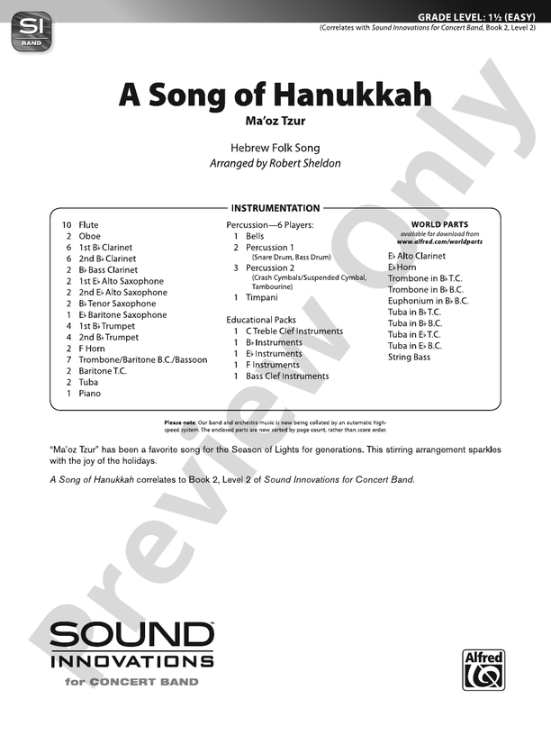 A Song of Hanukkah - Concert Band Conductor Score & Parts (Digital Download)