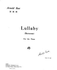 Bax - Lullaby (Berceuse) - Piano Solo (Digital Download)