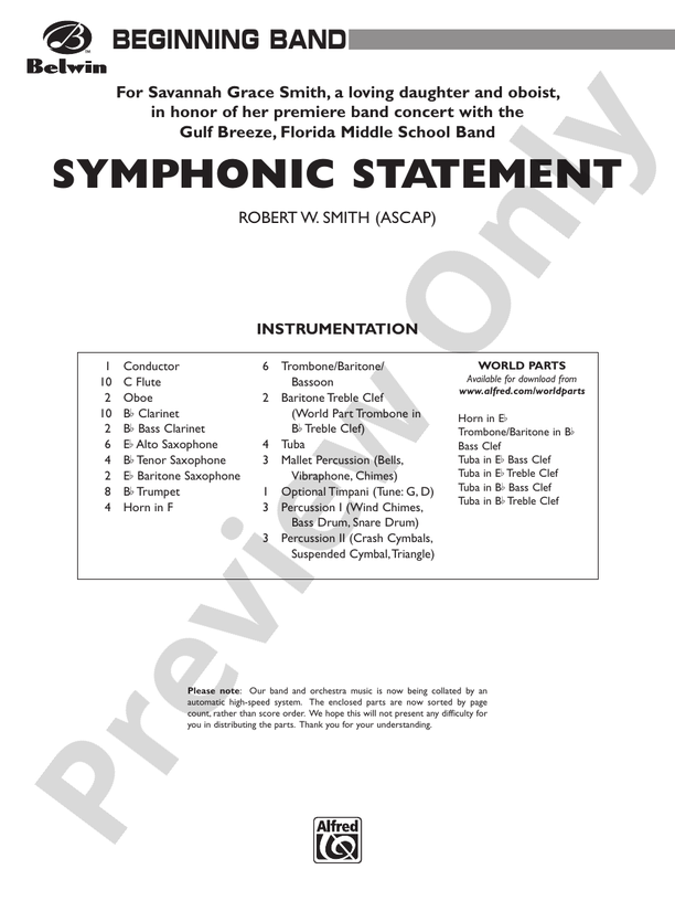 Symphonic Statement - Concert Band Conductor Score & Parts (Digital Download)