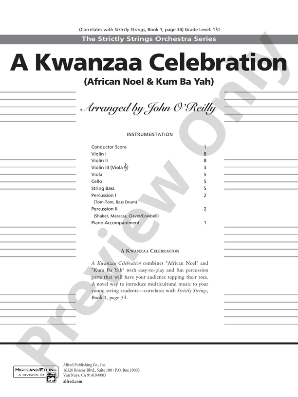 A Kwanzaa Celebration – String Orchestra Conductor Score & Parts (Digital Download)
