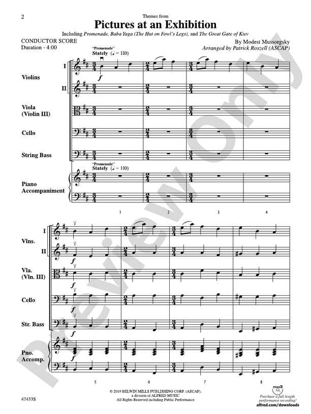 Themes from Pictures at an Exhibition - String Orchestra Conductor Score & Parts (Digital Download)