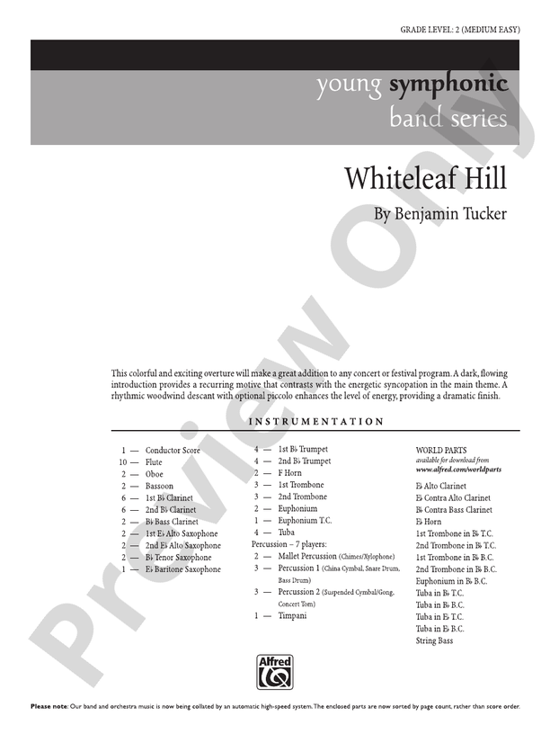 Whiteleaf Hill - Concert Band Conductor Score & Parts (Digital Download)