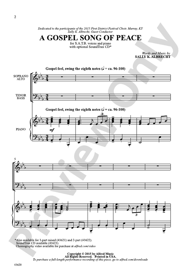 A Gospel Song of Peace - SATB Choral Octavo (Digital Download)