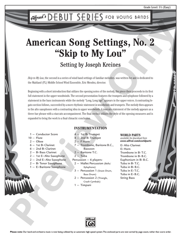 American Song Settings, No. 2 - Concert Band Conductor Score & Parts (Digital Download)
