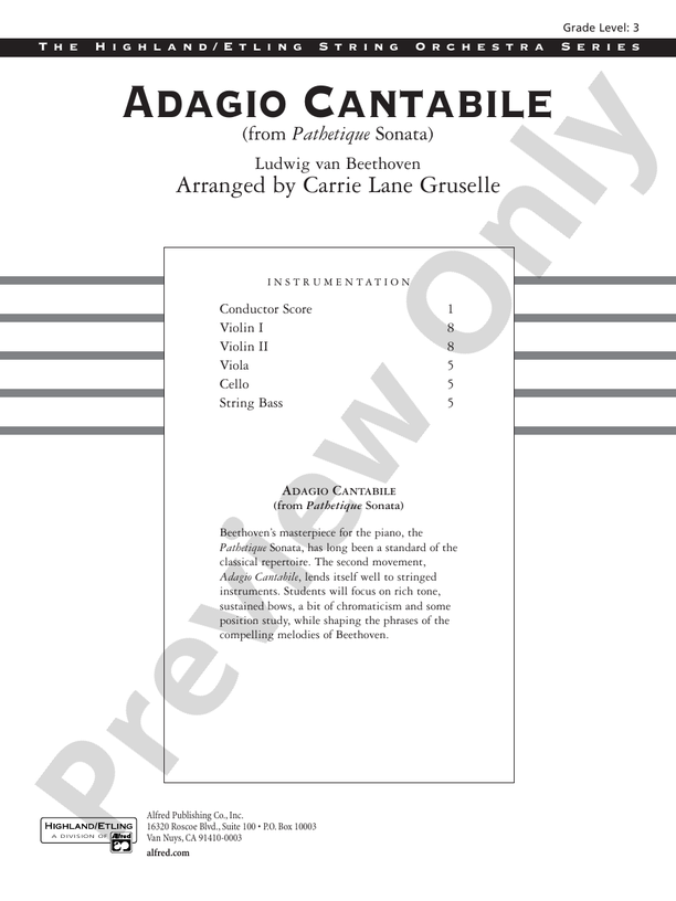 Adagio Cantabile – String Orchestra Conductor Score & Parts (Digital Download)